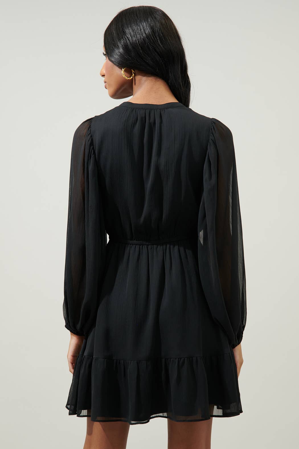 Sugarlips - Paxton Balloon Sleeve Mini Dress: Black