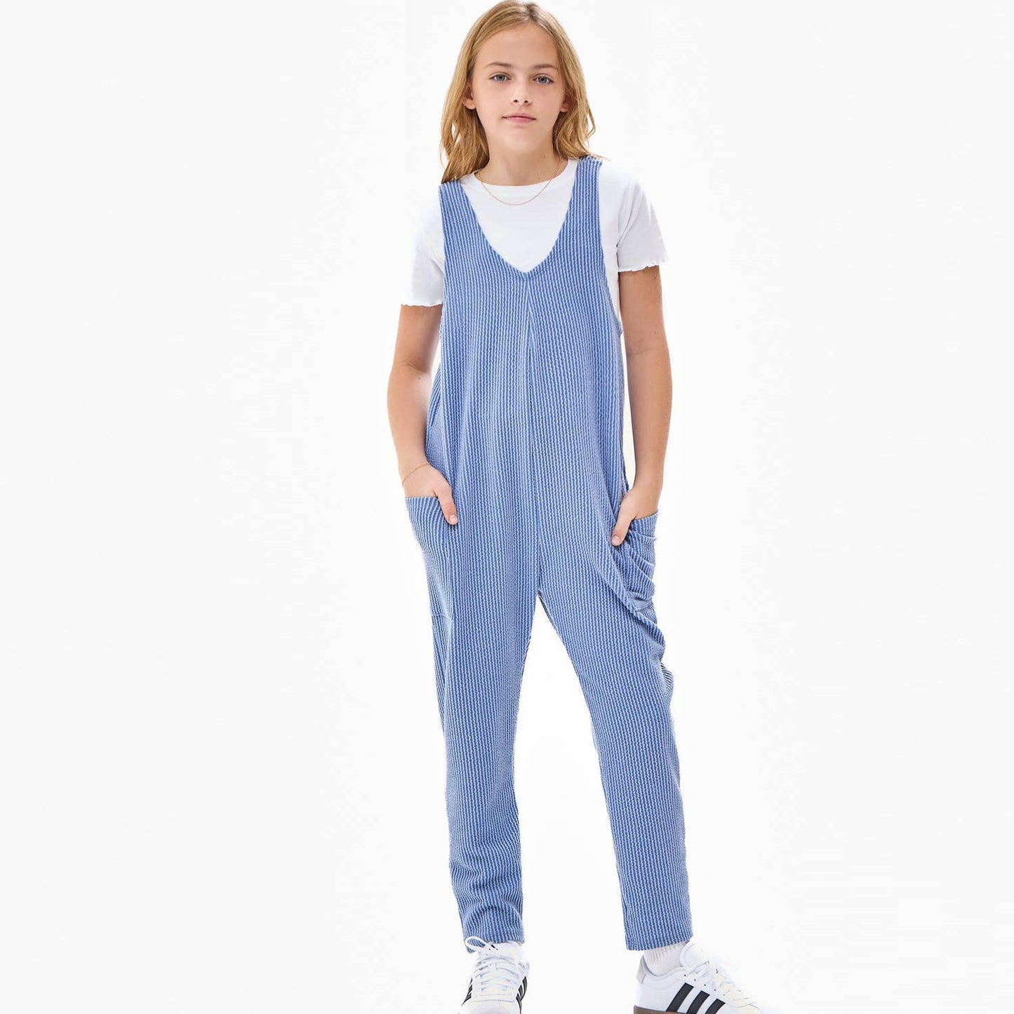 Good Girl - Embossed Rib Sleeveless Jumpsuit /Overall /Onesie