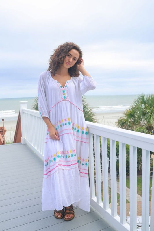 Simply Southern White Embroidered Maxi Dress