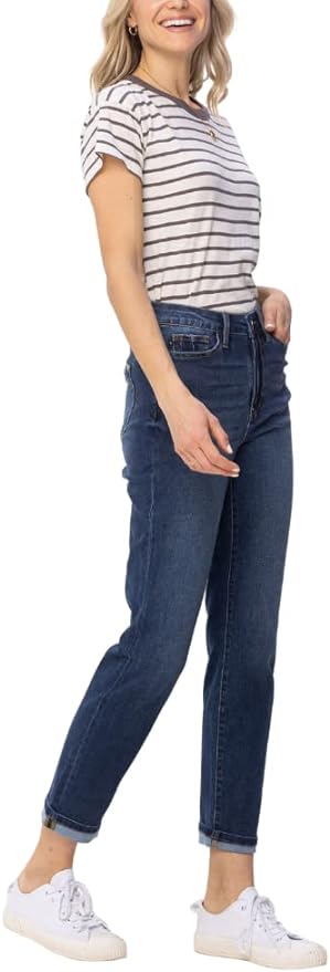 Judy Blue Cool Denim Cuffed Boyfriend Jeans