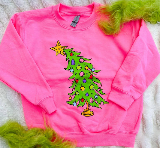 Who Christmas Tree| Neon Pink | Youth | Sweatshirt