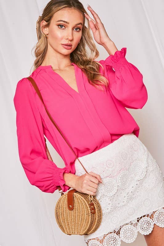 Vine & Love - Solid blouse with bell sleeve  VT31377D
