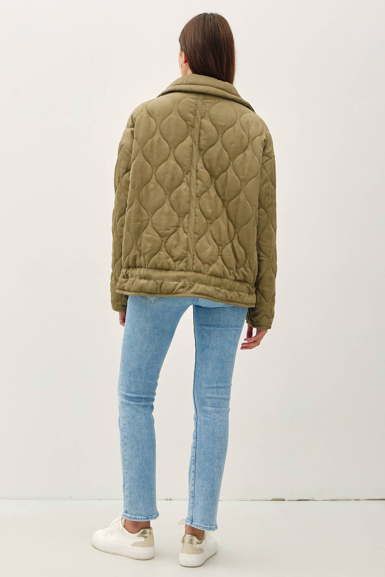 Be Cool - SUEDE-LIKE FUNNEL NECK QUILTED PUFFER JACKET