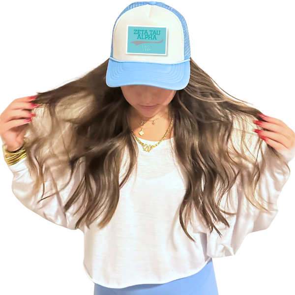 Sarahndipity Shop - Sorority Trucker Hat w/ Patch - Collegiate Design