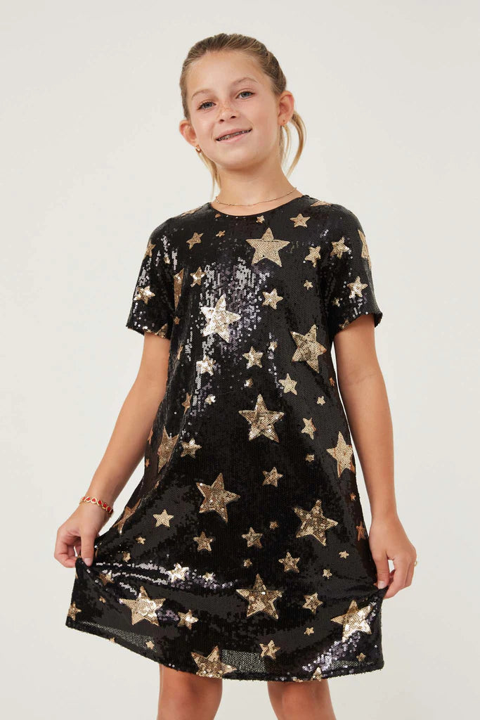 Sequined Star Pattern Shift Dress
