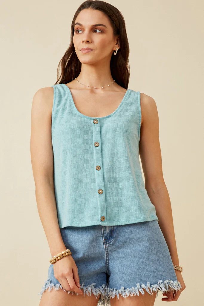 Womens Patterned Button Detail Knit Tank