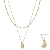 Gold Beaded Chain and Teardrop Necklace