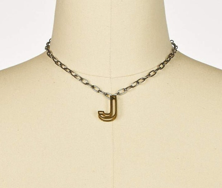 Lovell 2-Tone Dimensional Initial Necklace