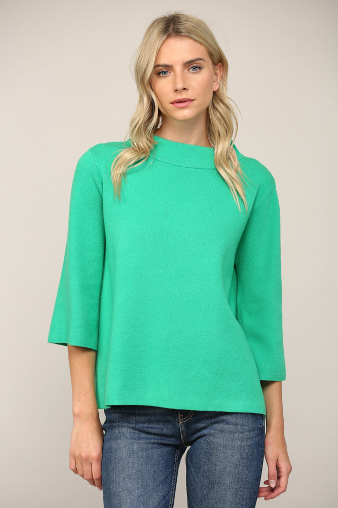 Mock Neck Bell Sleeve Sweater