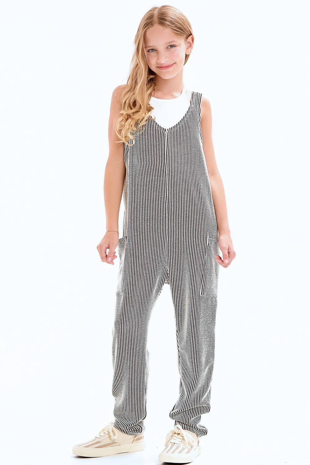 Good Girl - Embossed Rib Sleeveless Jumpsuit /Overall /Onesie