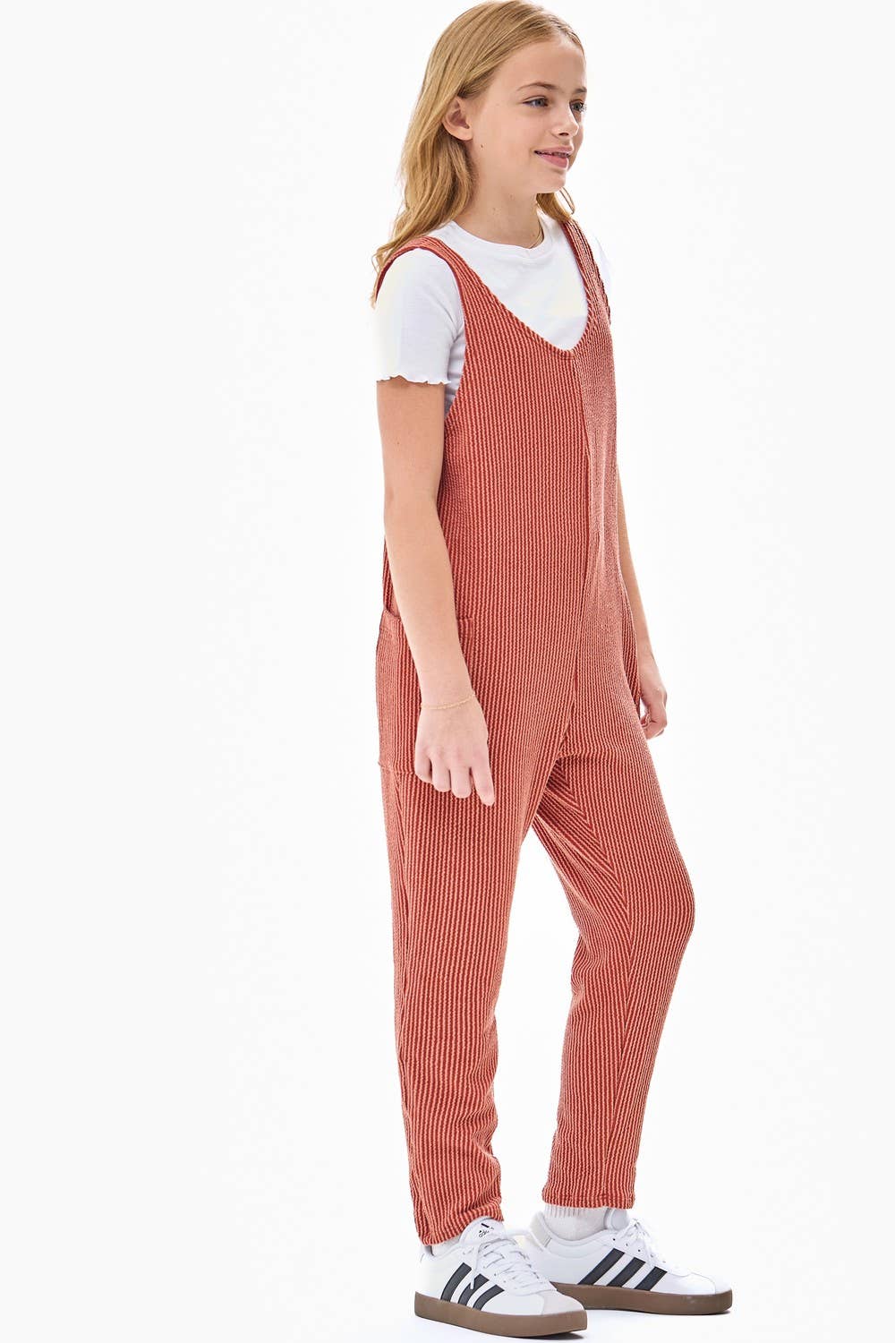 Good Girl - Embossed Rib Sleeveless Jumpsuit /Overall /Onesie