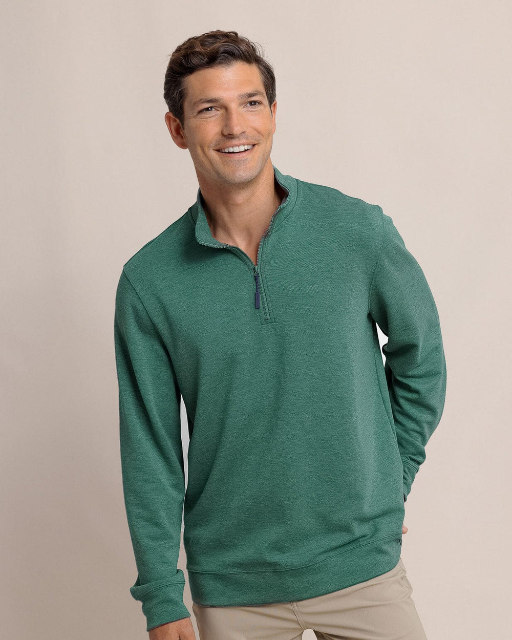 Southern Tide Whyche Interlock Heather Quarter Zip