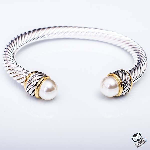 My Best Kept Jewelry - Dressy Pearl Cable Bangle