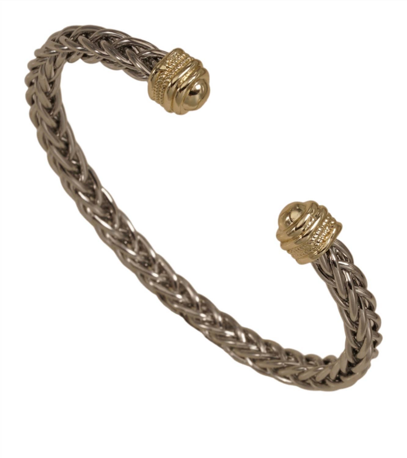 My Best Kept Jewelry - Two Tone Gold Dome Ponytail Bangle Bracelet