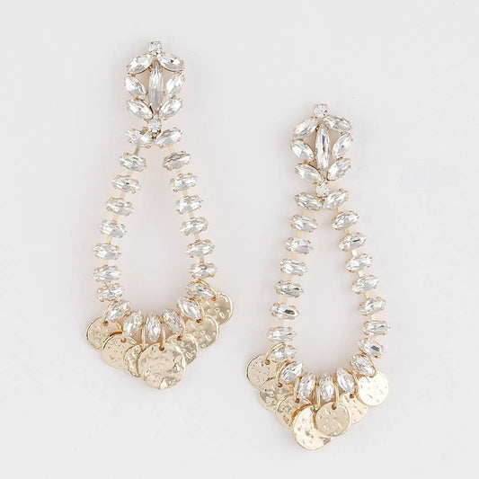 Crystal Teardrop Earrings: Gold Clear