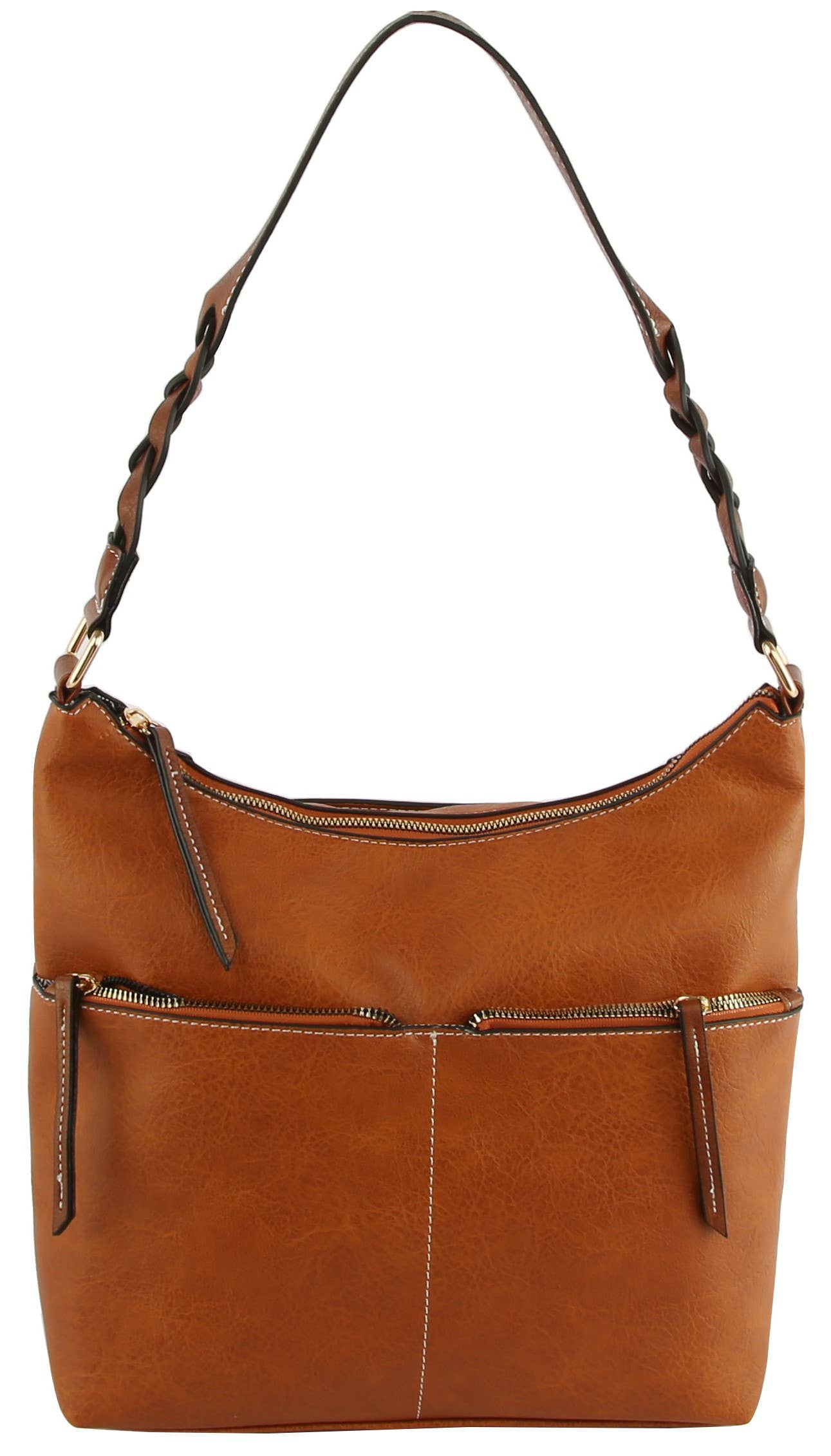 Brown with Zipper Pockets Purse