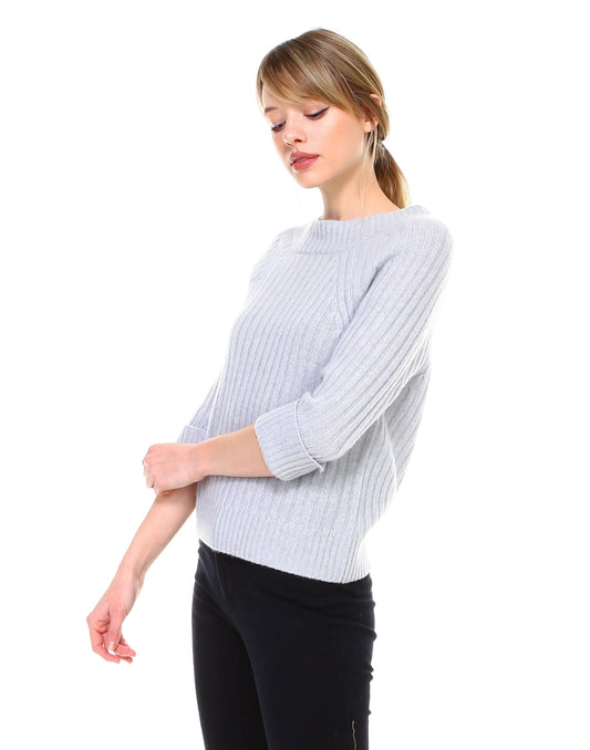 Selma Ribbed Sweater Top - Heather Gray