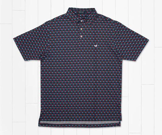 Pick Six Performance Polo - Navy & Red