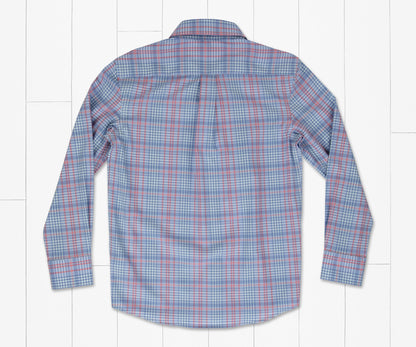 Youth Caicos Performance Dress Shirt - Blue & Coral