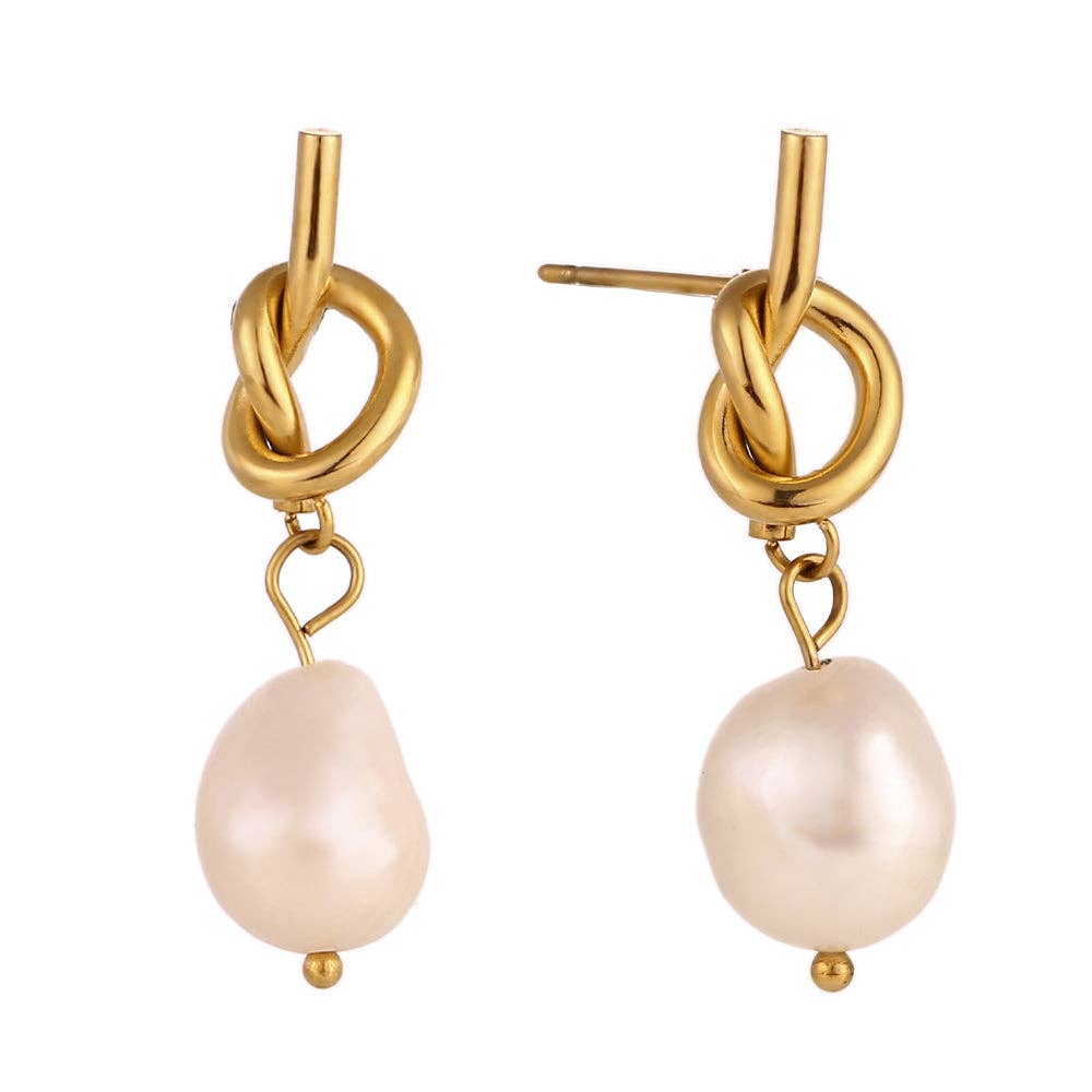 Pearl 18K Gold Plated Stainless Steel Earrings