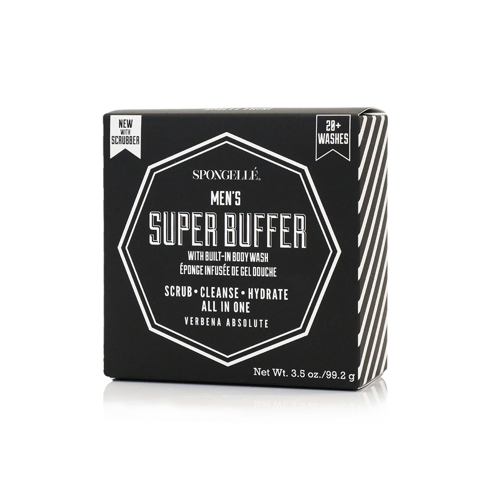 Spongellé - 20+ Men's Super Buffer w/ Black Scrubber (Verbena Absolute): 3.5 oz