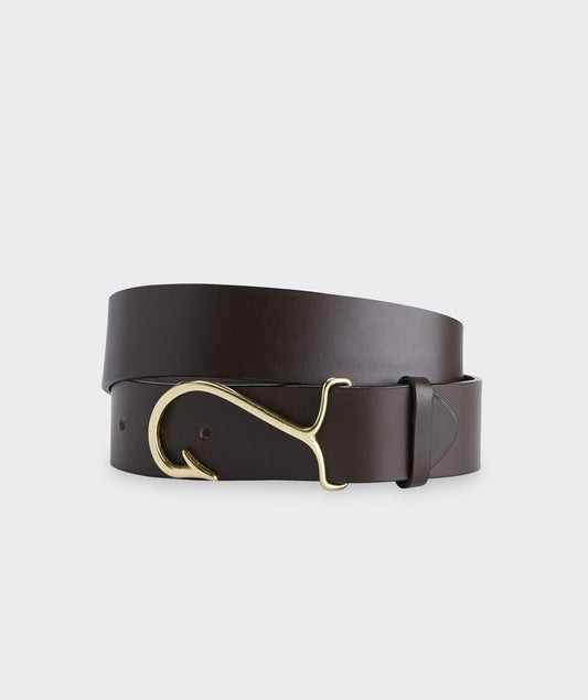 FishHook Leather Belt - Dk Brown